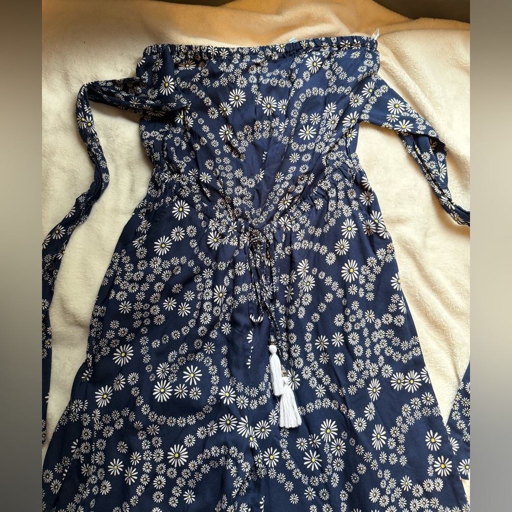 Floral Off-Shoulder Jumpsuit with Tassels